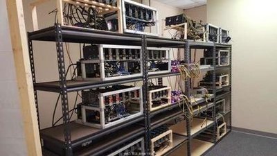 A vibrant cryptocurrency mining farm