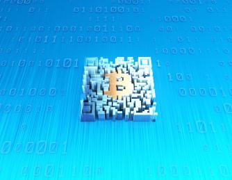 A high-tech Bitcoin mining rig in action, symbolizing efficiency gains in crypto operations